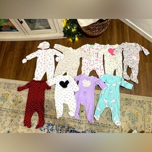 Lot of 9 size 6 months sleepers for baby girl